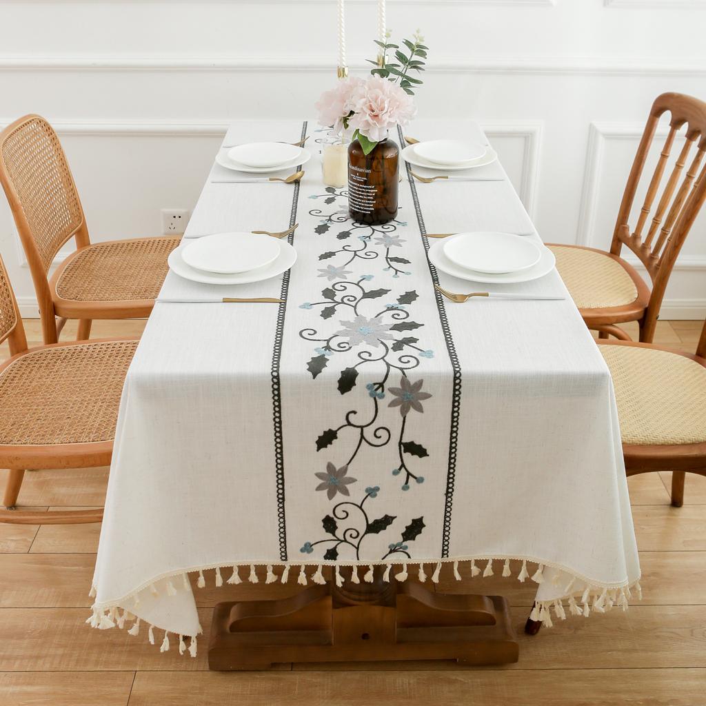 Однотонная мозаика Чисто синий Скатерть для обеденного стола Скатерть Покрытие Ткань Декоративная Тонкая Уличная Вечеринка Настольная Дорожка