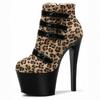 Леопардовый принт поверхности большого размера 20 см супер высокие каблуки водонепроницаемые настольные шпильки с головкой низкая труба короткие босоножки YKC