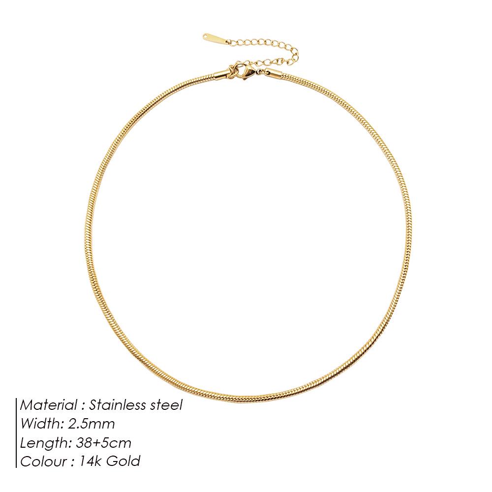 Ожерелье из круглой цепочки из титановой стали eManco — простой европейский/американский стиль для женщин и пар, длинная цепочка в виде змеиной кости, дизайн в виде ключицы.