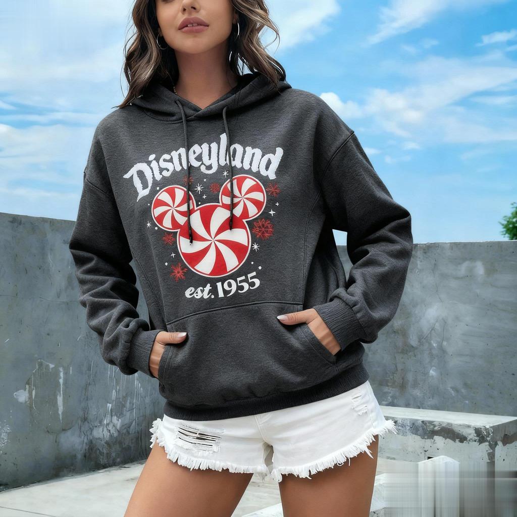 Unisex Disney Mickey Mouse 1955 Anniversary Print Hoodie Sweatshirt Pullover Oversized Casual Streetwear Women Men Autumn Winter