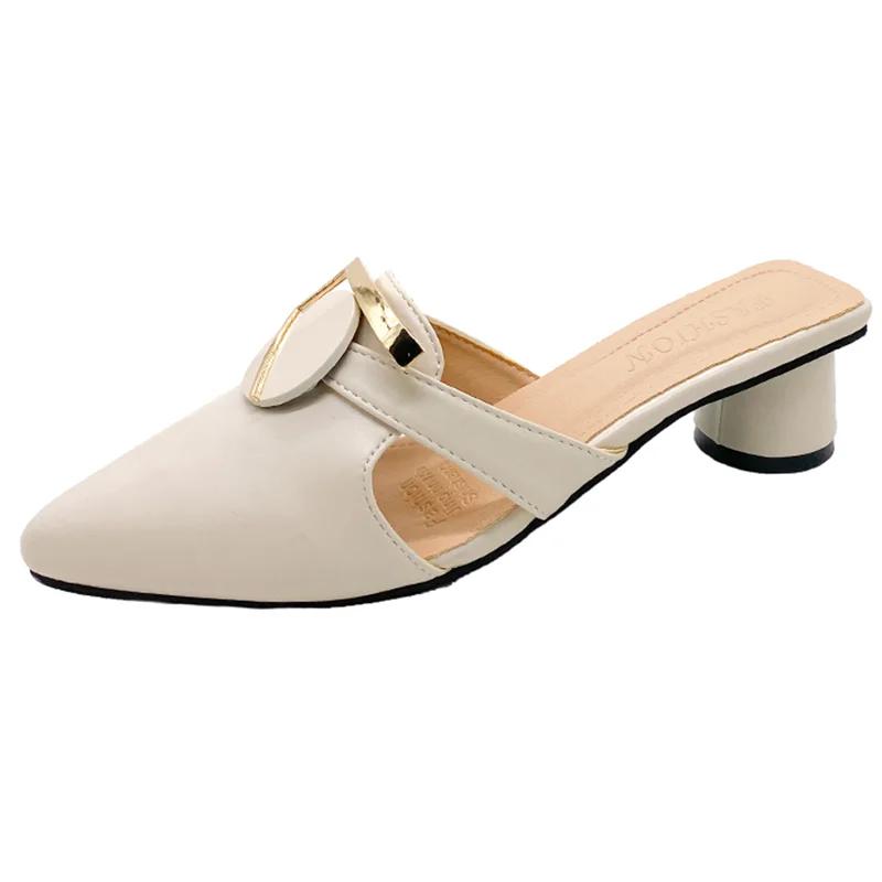 Женские туфли-мюли на высоком каблуке с острым носком, элегантные туфли-лодочки, женские сандалии 2025 лето, для платья, для ходьбы, женские zapatos