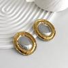 Salircon Exaggerated Irregular Geometry Stainless Steel Stud Earrings for Women Vintage Glossy 18K Gold Plated Earrings Jewelry