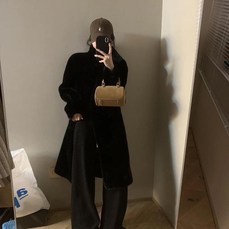 2024 зима новый искусственный норковый плюшевый мех интегрированный длинный утолщенный мех экологически чистый мех куртка женская пальто