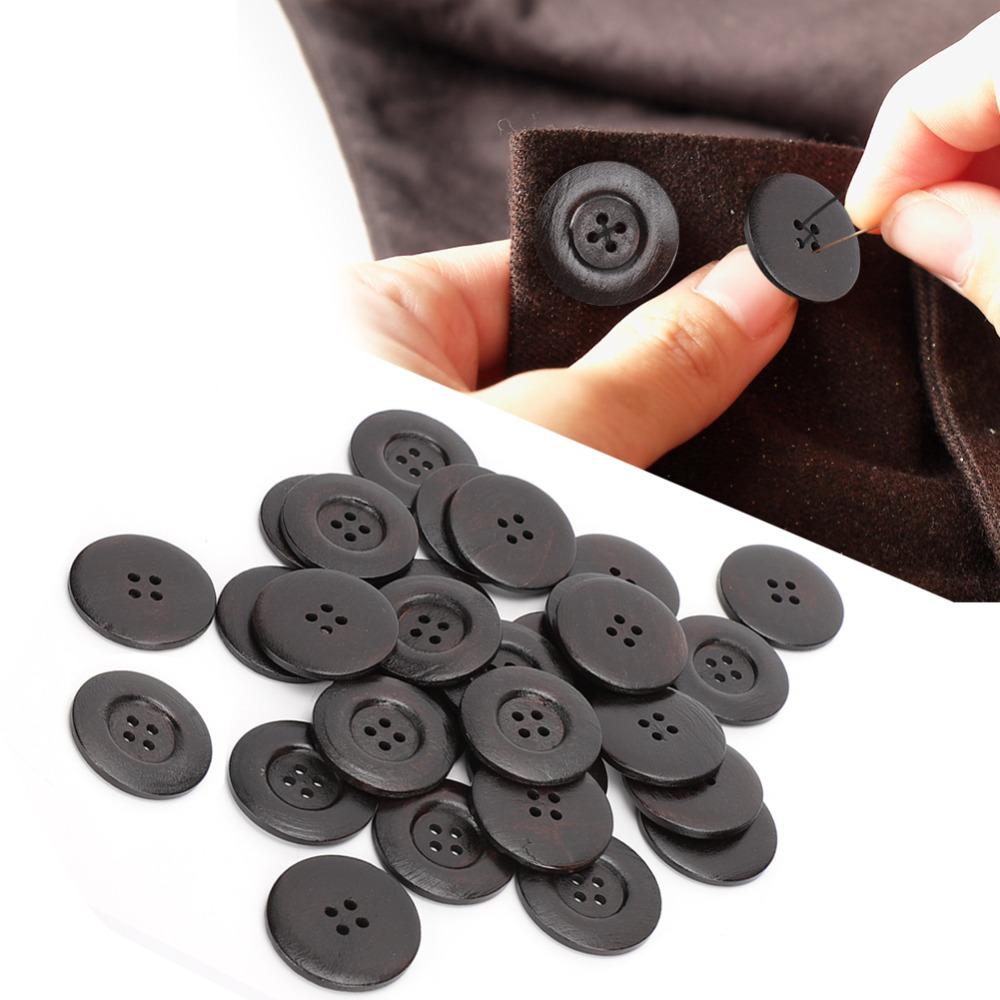 30pcs 40mm Craft Sewing Buttons 4 Holes Round Wood Buttons Vintage Style Coat Buttons DIY Crafts