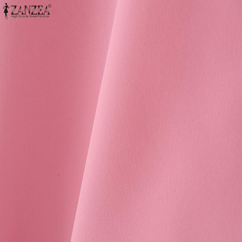 ZANZEA Women Vintage Shirt Collar Irregular Hem Long Sleeve Shirts