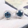 Серьги-гвоздики с серебряно-голубым топазом — серьги-гвоздики с голубым топазом Лондона — серьги для сестры — подарок на ноябрь/декабрь — серьги для художников
