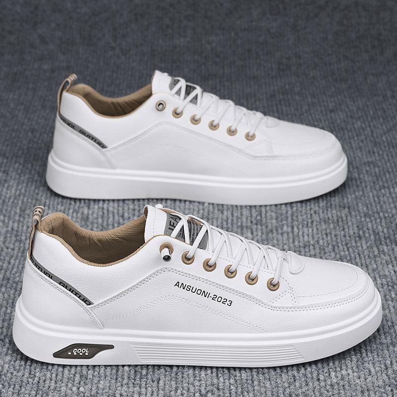 Мужская обувь весна новые дышащие нишевые туфли для доски универсальные маленькие белые туфли кожаная поверхность водонепроницаемые трендовые туфли с одной педалью мужские