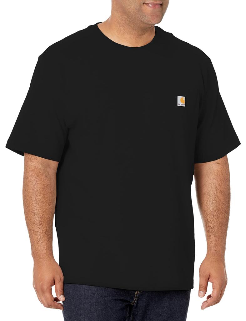 carhartt K87 Рабочая футболка с карманом, для высоких и крупных мужчин, черная, с коротким рукавом, X-Large