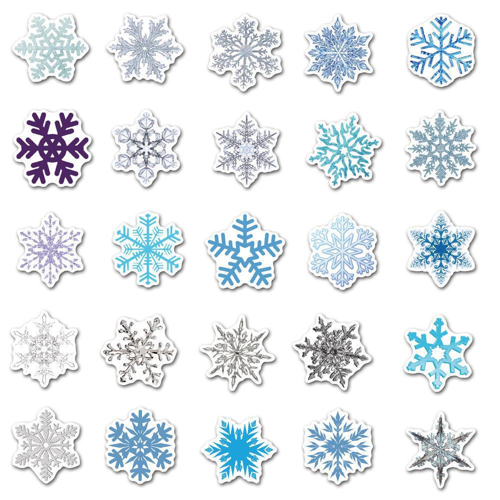 50 Christmas Snowflake Window Stickers - Waterproof, Removable Home Decor