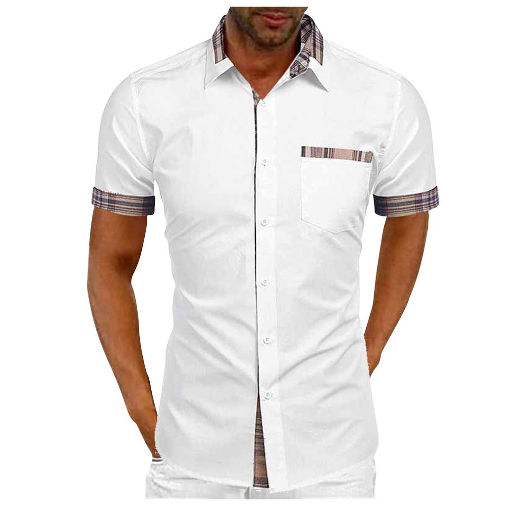 Мужские клетчатые рубашки с короткими рукавами и пуговицами, мужские повседневные модные рубашки с короткими рукавами