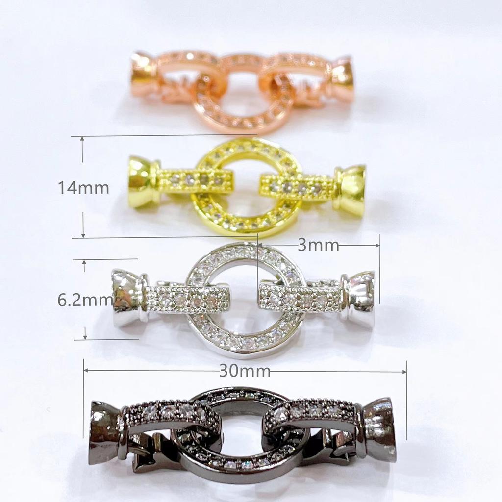 18 К позолоченные инкрустированные циркониевые застежки-застежки для изготовления ожерелья, застежки для бусин, застежка «сделай сам», фурнитура для ювелирных изделий из жемчуга