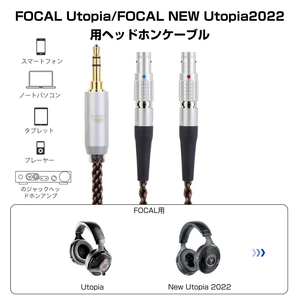 Okcsc ZT8 Headphone Cable Replacement Cable for 8 Core OFC Gold Plated Compatible with Focal NEW Utopia 2022 Length Earphones/Headphones Utopia/Focal