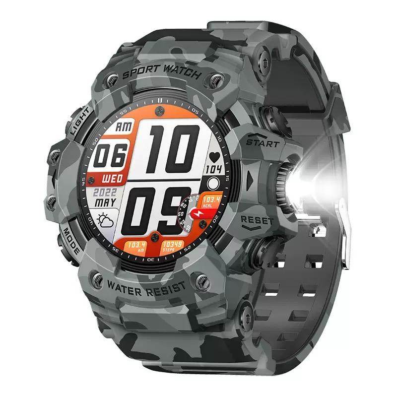Умные часы для занятий спортом на открытом воздухе, часы с компасом и фонариком, Bluetooth-звонок, мониторинг сердечного ритма, водонепроницаемые часы для мужчин