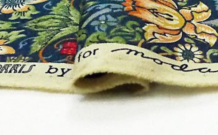 Ткань с хлопковым принтом William Morris Strawberry Thief, синяя, отрез 1 м × 110 см / Хлопок феи