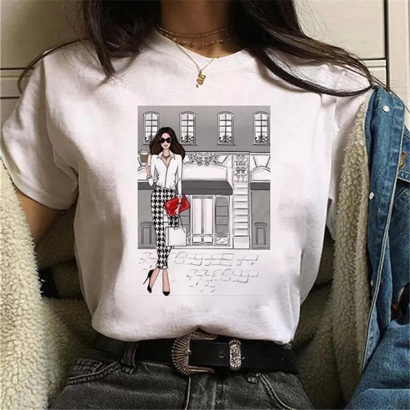 Maycaur Женская футболка Повседневная футболка с короткими рукавами Harajuku Sexy girls принт Футболка Модная корейская белая футболка с топами Женская ткань