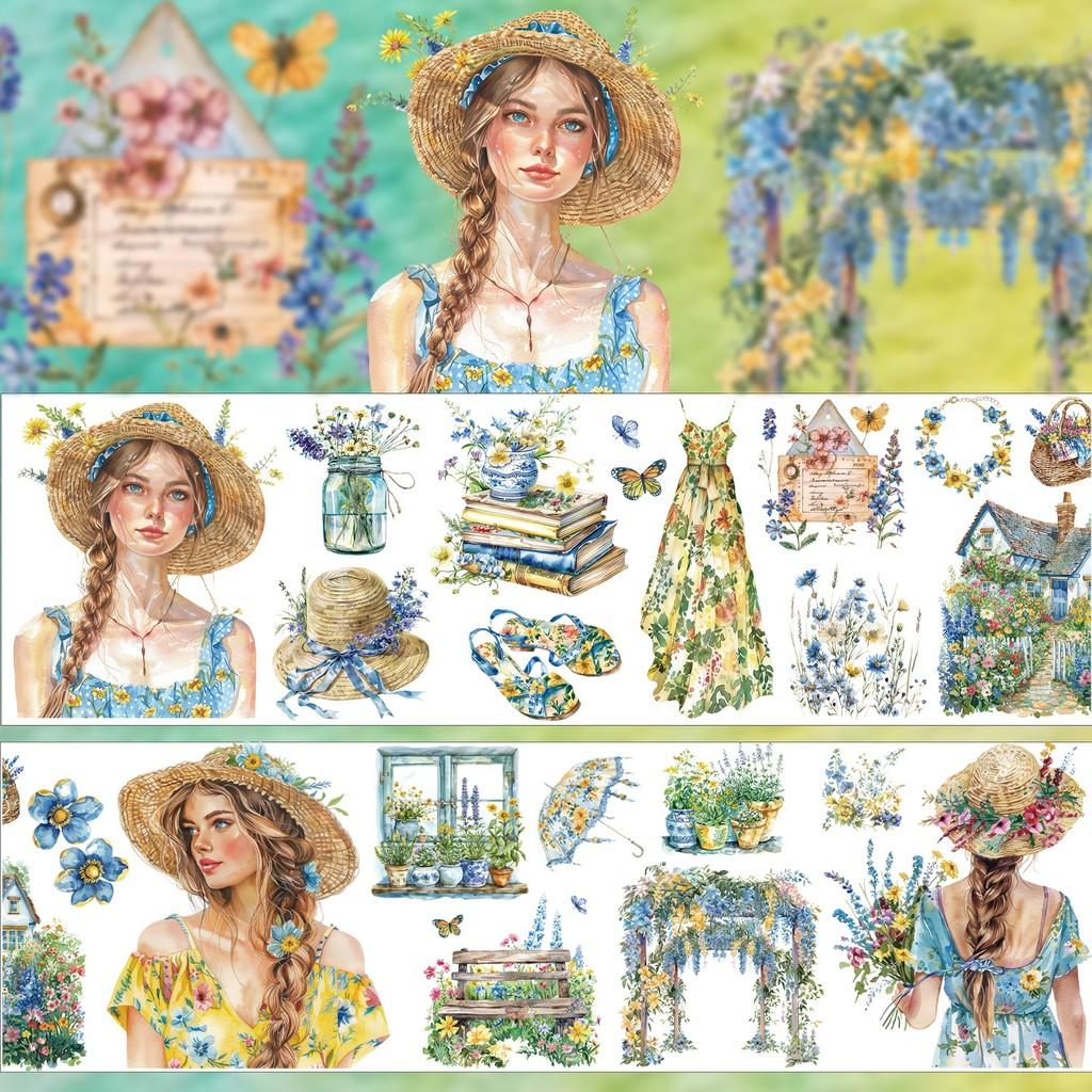 Journamm 60mm*2m Girl PET Tapes Collage Stickers Decor Junk Journal Masking Tape DIY Scrapbooking Aesthetic Sticker Stationery