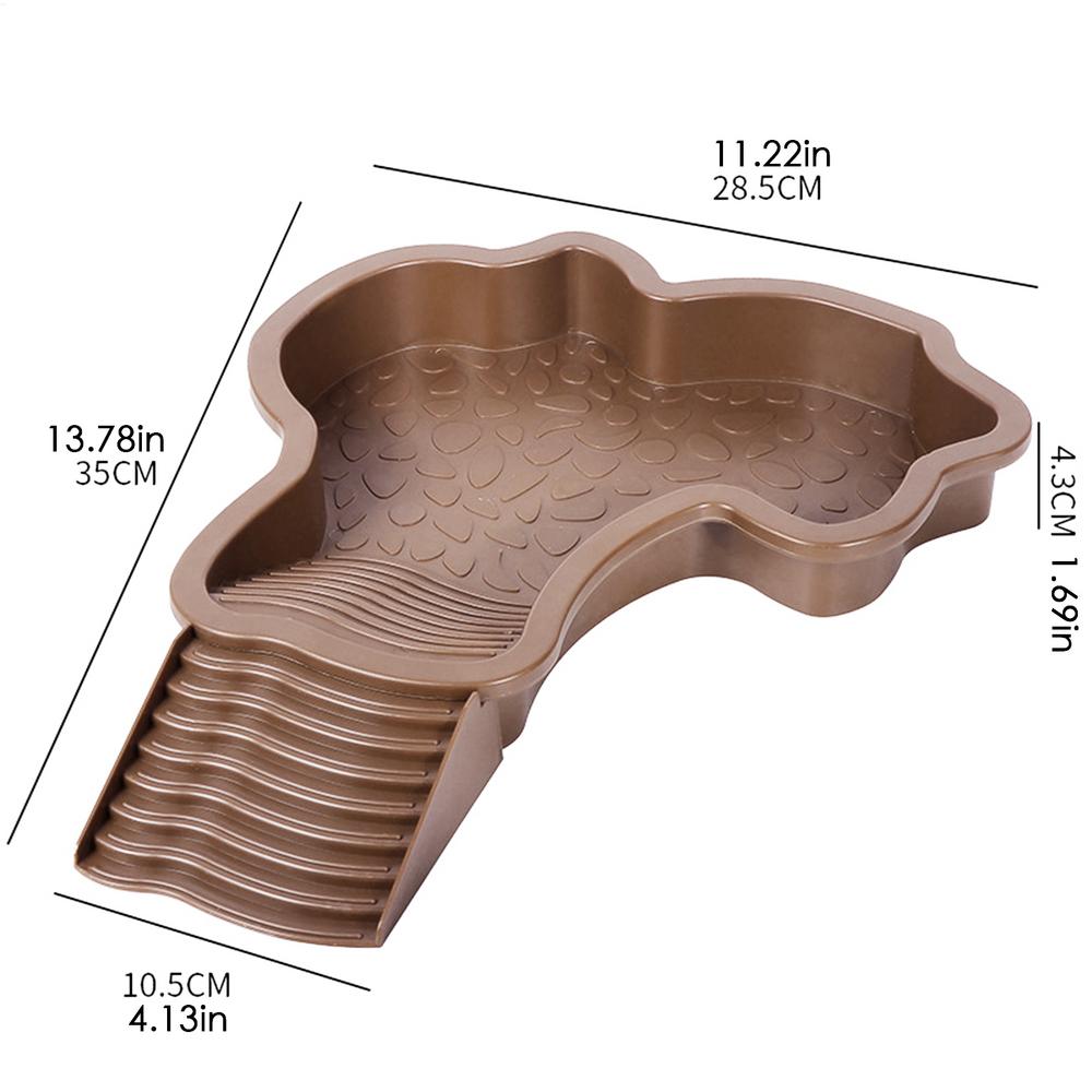 Reptile Bathing Pool with Ramp Turtle Soaking Tub Slip Proof Water Bowl for Tortoise Bearded Dragon Gecko Terrarium Decoration