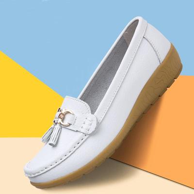 Летняя модная женская кожаная обувь, рабочие повседневные лоферы, обувь для медсестры, обувь для мам