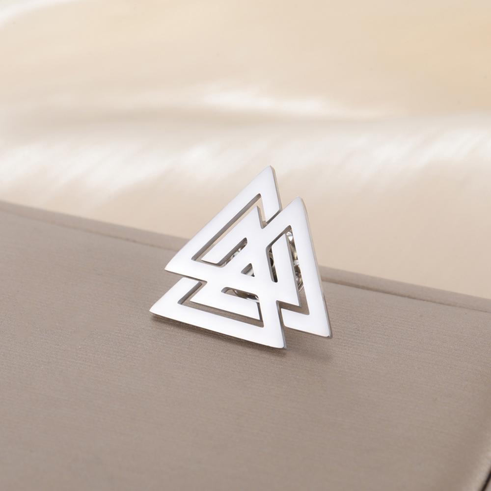 Dawapara Odin Knot Valknut Symbol Brooch Pins Nordic Scandinavian Jewelry Stainless Steel Brooch Accessories