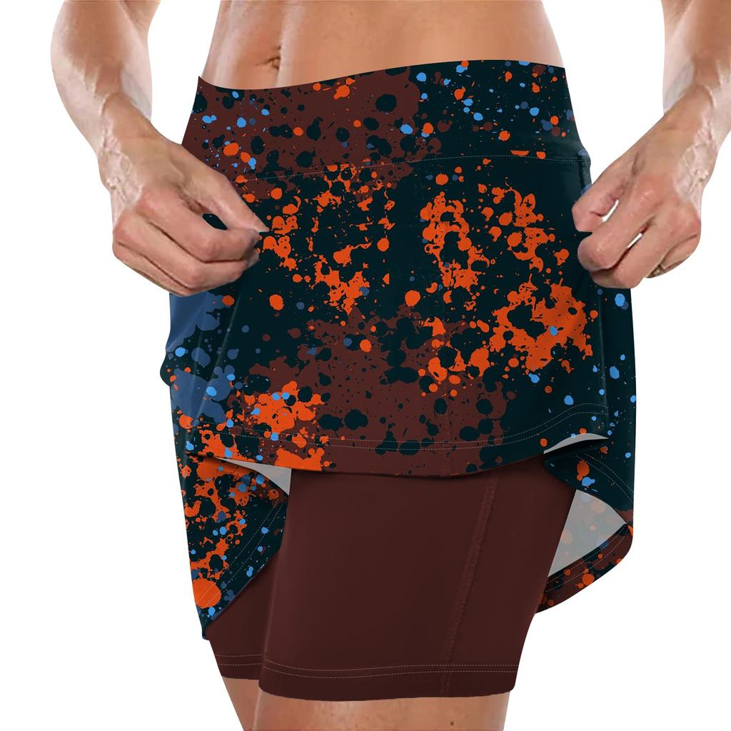 Женская юбка, эластичные брюки-кюлоты для йоги для женщин, спортивные шорты с принтом, легкие узкие однотонные бегуны с высокой талией