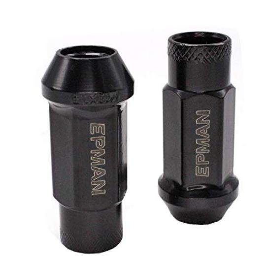 Wellvie Стильное стальное колесо M12 x Головка 24 Гоночный хром Длинная гайка для Toyota Caravan Custom Экстерьер Автомобиль Автотовары Гайки, P1.25 Черный, В комплекте,