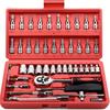 46pcs 1/4in Drive Socket Ratchet Wrench Set With Bit Socket Set Metric And Extension Bar For Auto Repairing And Household