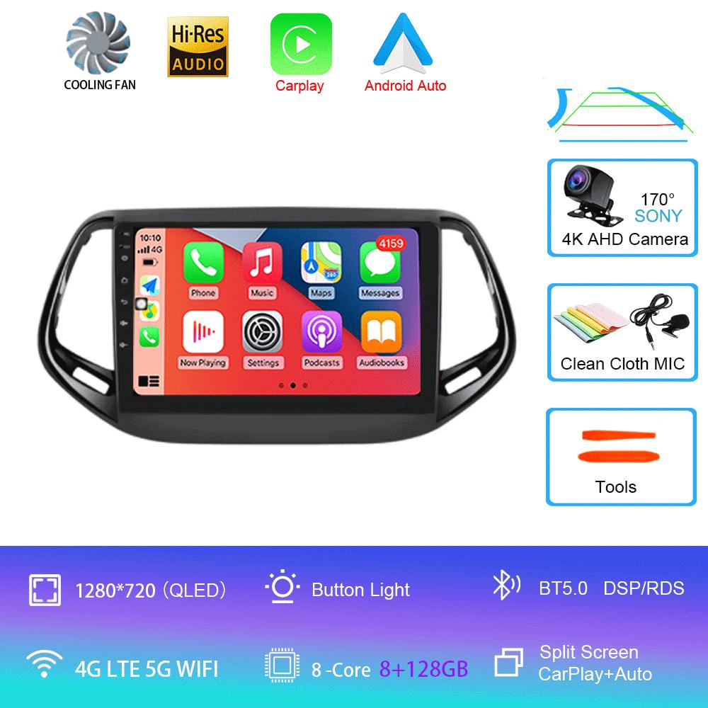 Для Jeep Compass 2017 - 2019 360 камера головное устройство Android 14 видеоплеер автомобильное радио Авторадио Мультимедиа GPS навигация монитор