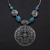 Ретро Богемный Натуральный Бирюзовый Ажурный Резной Кулон Женское Повседневное Досуговое Ожерелье для Отпуска Фестивальный Подарок Ювелирные Изделия AVE