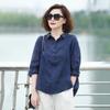 Женская рубашка с коротким рукавом, воротником, свободного кроя, тонкая, топ, пуговицы, вырез, пуловер, жаккардовый принт, однотонный