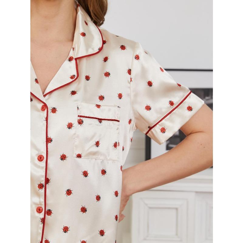 Пижамы женские летние из тонкой секции ледяного шелка, простые брюки с короткими рукавами для отдыха, весенне-осенняя домашняя одежда из двух предметов