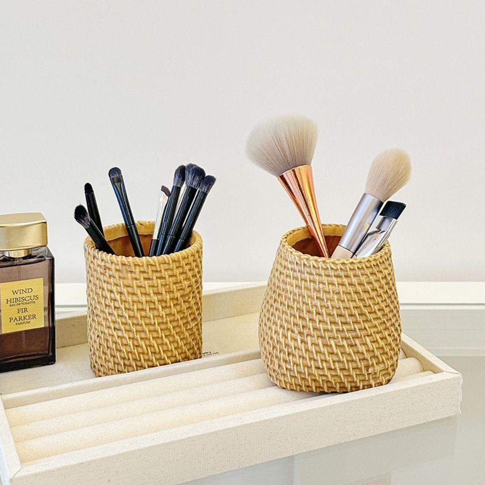 Simple Rattan Pen Holder Stationery Storage Tableware Holder Vine Pen Holder Desk Accessories