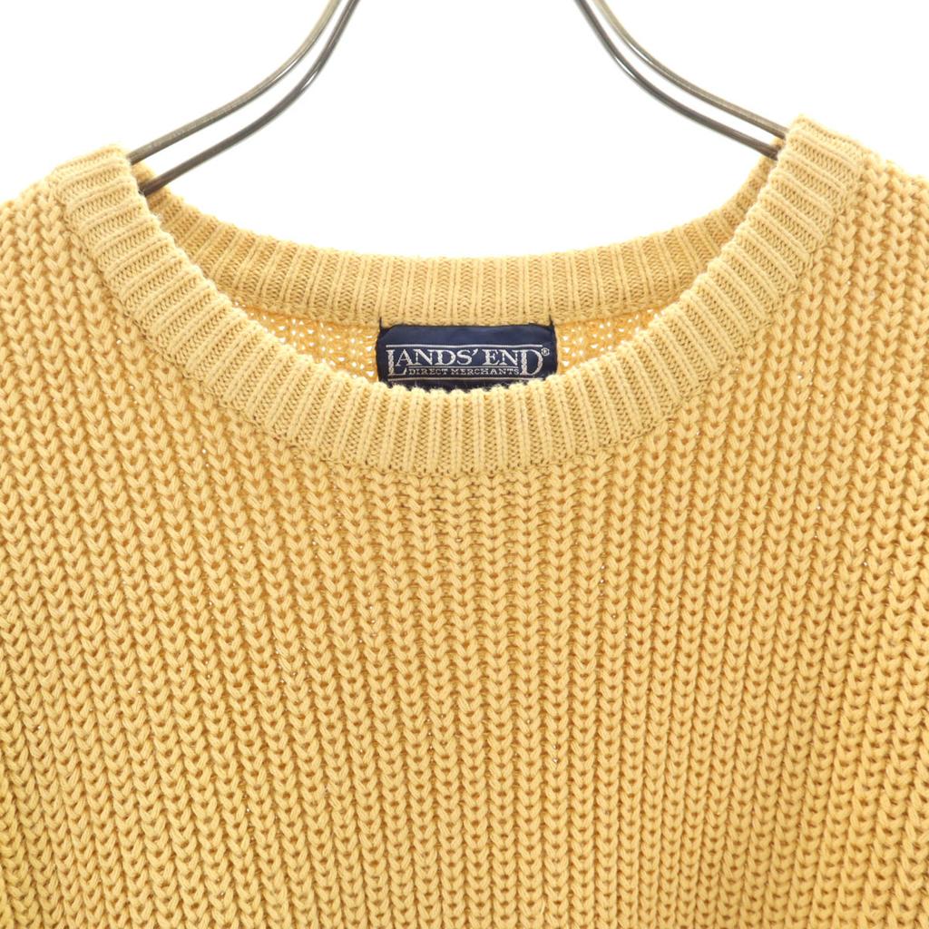 LANDS' END 90-е Старый свитер с длинным рукавом M горчичный трикотаж Женский Б/у