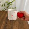 Простая керамическая клетчатая кофейная кружка Красное сердце-латте Кофейная чашка Нежная домашняя Завтрак Овсянка Молочная кружка для воды Подарок на день рождения Новая