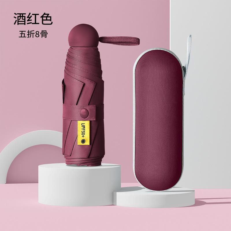 Mini Vinyl Sunscreen Uv Protection Sun Umbrella, Weather And Rain Dual-Purpose Women'S Ultra-Light Thickened Parasol Umbrella