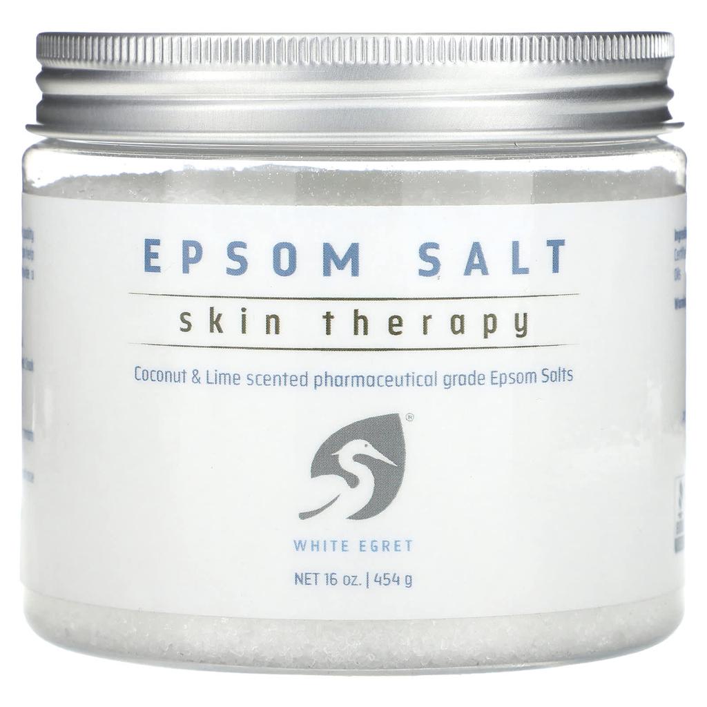 White Egret Personal Care Английская соль, Терапия для кожи, Кокос и лайм, 16 унций (454 г)
