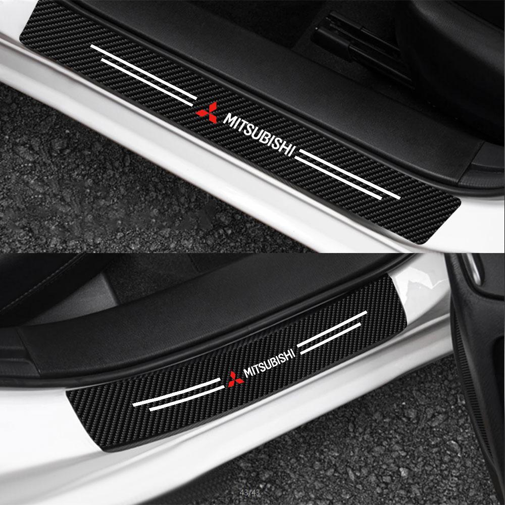 4Pcs Car Carbon Fiber  Door Threshold Protector Decal Auto Accessories For Mitsubishi 9 Ralliart X EX L200 Colt Outlander Pajero