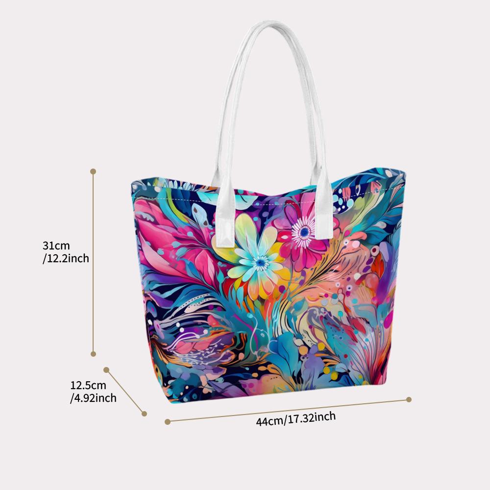 Colorful Floral Print Casual Stylish Portable Tote Bag for Daily Use