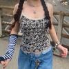 90s Vintage Harajuku Grunge Mini Vest E Girl Punk Style Gothic Skeleton Print Crop Tops Dark Academia Mall Goth Camisole Clothes