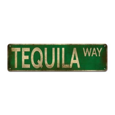 1 шт., Металлическая жестяная табличка Tequila Road (15,75"x3,94"/40x10см), Новинка Уличный знак, Декор для дома, Декор комнаты, Декор стены