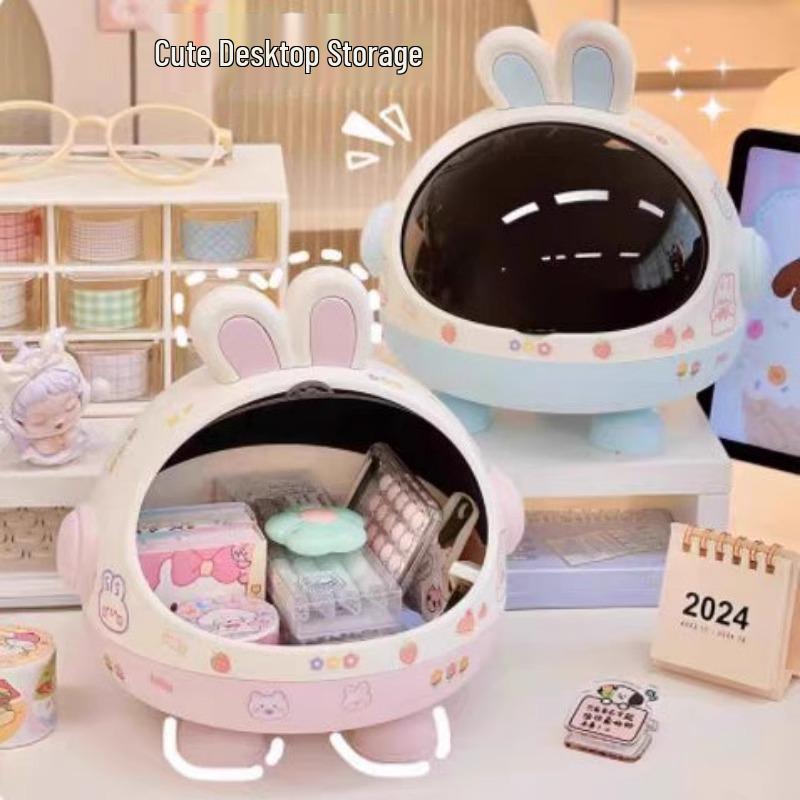 Цветная коробка для хранения в виде кроличьих ушек - Милая пыленепроницаемая откидная крышка для игрушек, закусок и мелочей.