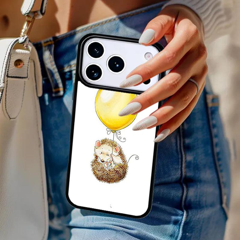 Чехол для телефона с ежиком и шариком Для iPhone 17 Air 14 15 13 12 Max Чехол Для Apple 14 15 16 16e 11 Pro Max Plus