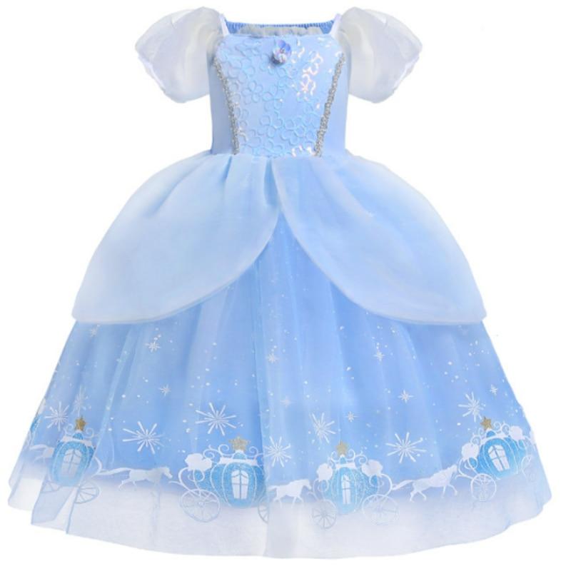 Cinderella Dress Cotton Princess Gown, 7 Accessories, Size 7-8 Years, Multicolor, 140cm, Girls Costume