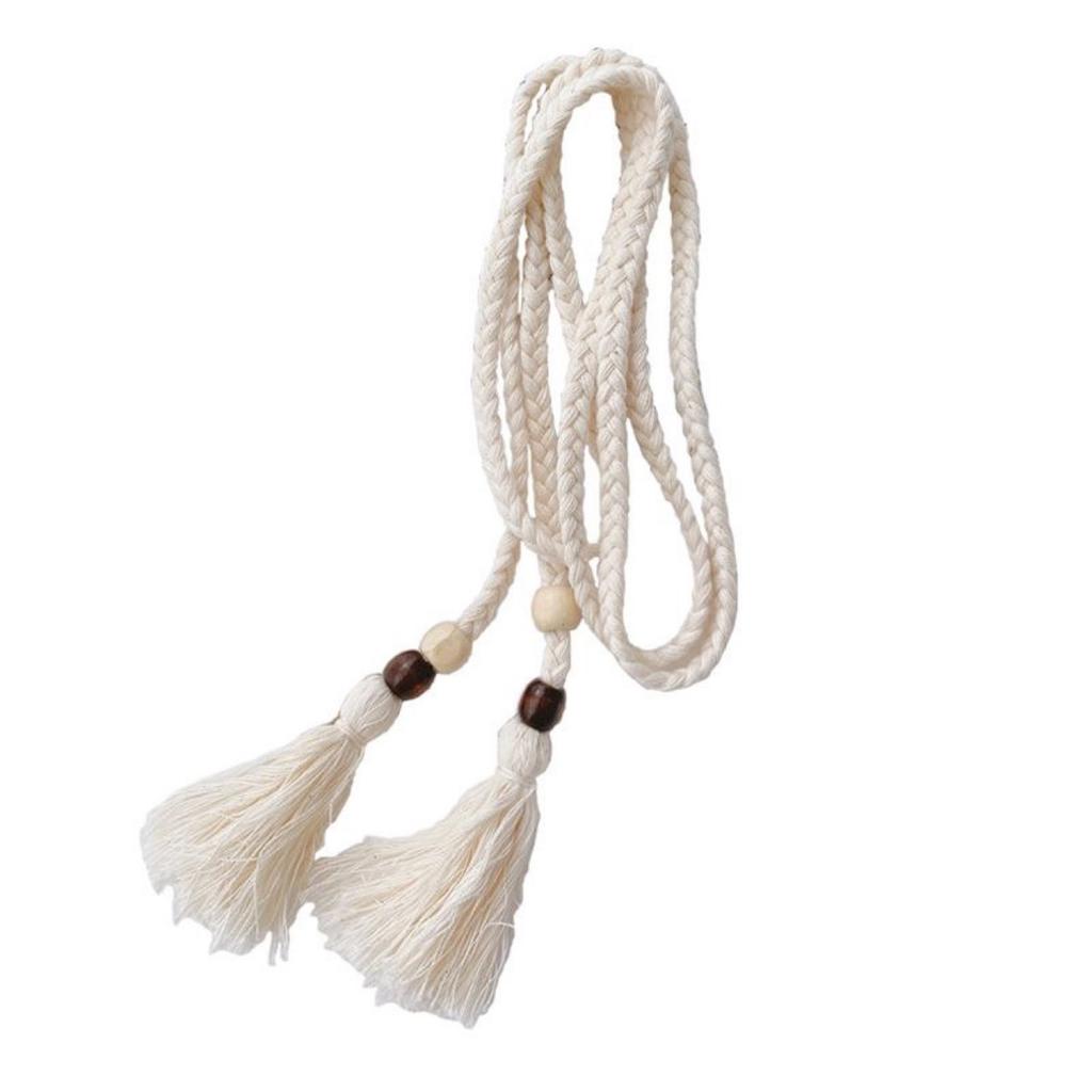 Модный пояс из хлопковой веревки с кисточками из деревянных бусин для женских платьев, длинных рубашек и дорожной одежды, украшение для талии