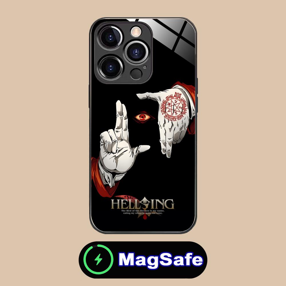Аниме Алукард Хеллсинг Чехол для телефона iPhone 17 16 15 14 13 12 11 Air Pro Max Plus Mini MagSafe Стеклянный Цветной Чехол Смартфон