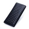 Woven Lambskin Long Wallet Women Men Genuine Leather Business Wallets Two-fold Billfold Unisex Knitting Phone Purse