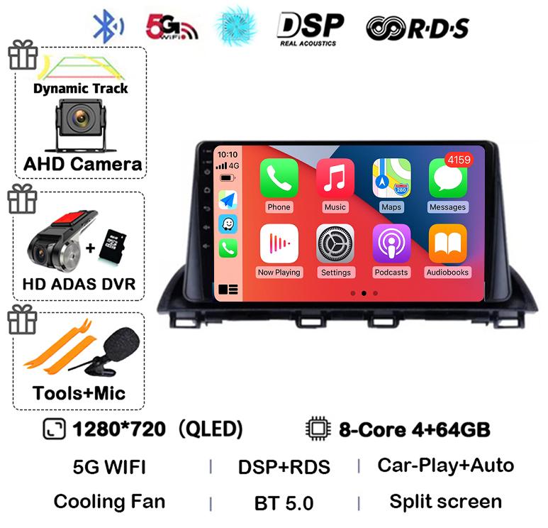 Android 14 Carplay Auto For Mazda 3 Axela 2013 - 2019 Car Radio Multimedia Player GPS Navigation Video Stereo Head Unit 2Din DVD