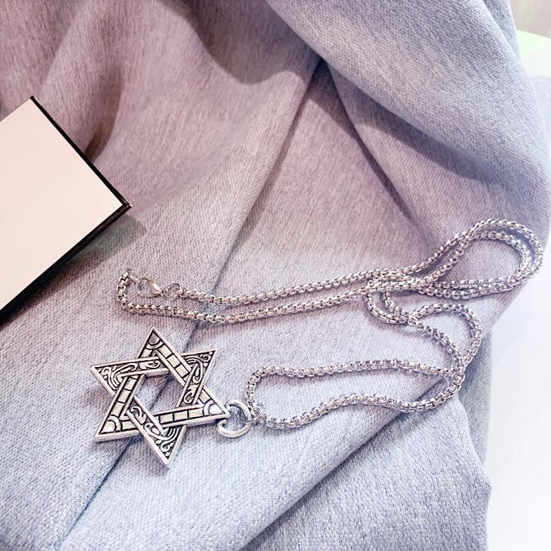 Шестиконечная звезда Давида, кулон, ожерелье, двустороннее ретро, ​​титановая сталь, ювелирные изделия в стиле панк для мужчин и мальчиков