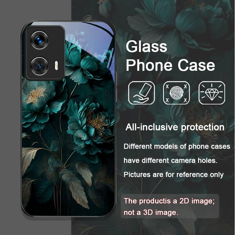 Чехол из закаленного стекла с винтажным цветочным принтом пионов для Motorola Moto Edge 50 Fusion 40 Neo 30 Pro G85 G84 G75 G55
