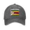 Summer Zimbabwe Flag National Baseball Cap Sun SunProof Custom Logo Washed Trucker Hat FeUnisex Unisex Cool Hippie Snapback Cap