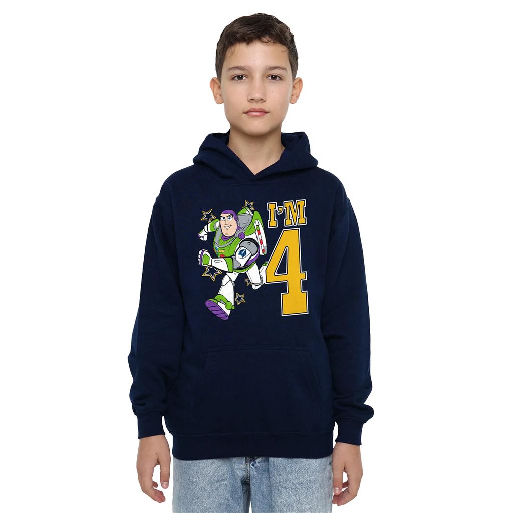 Toy Story Childrens/Kids I'm 4 Buzz Lightyear Birthday Pullover Hoodie